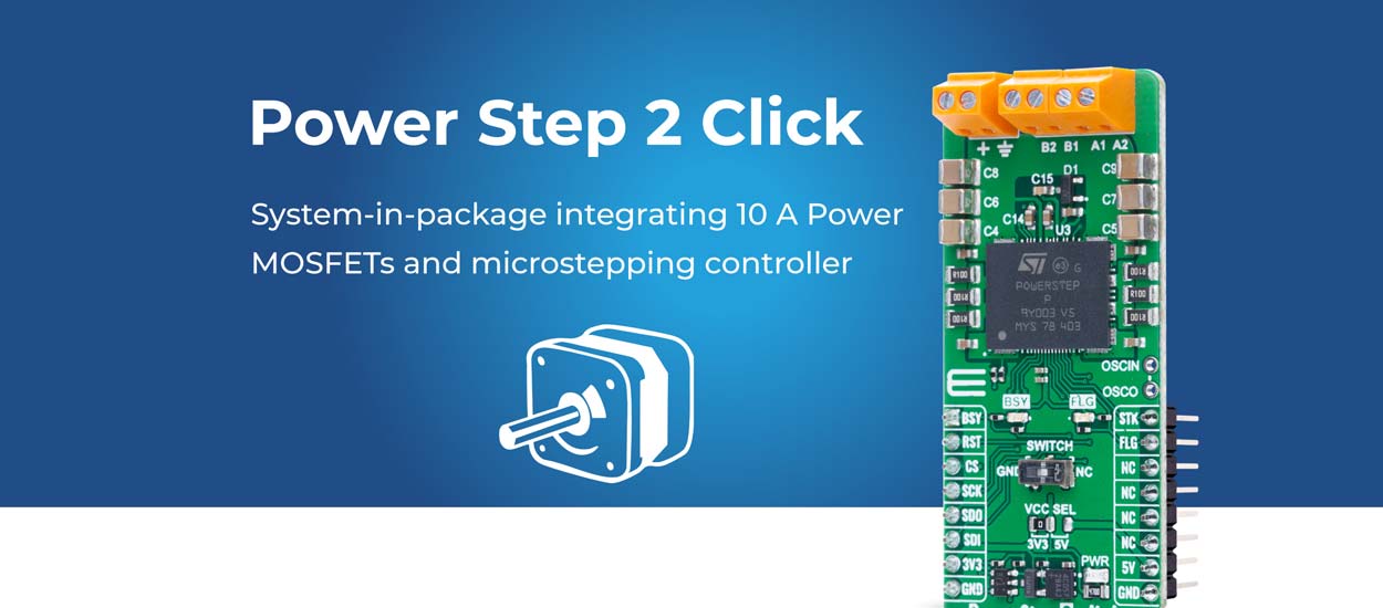 Precise microstepping Power Step 2 Click board from MIKROE suits ...